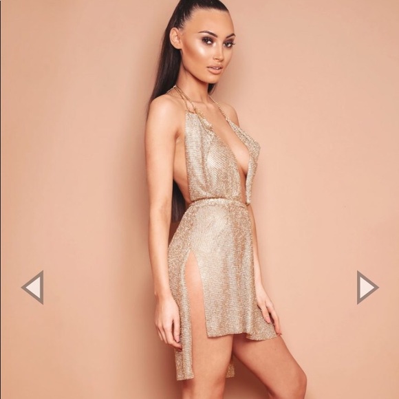 Lemon Lunar The Dip It Low Diamanté Dress - Picture 3 of 3